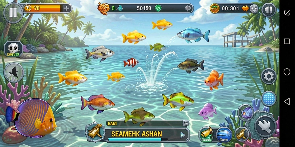 Screenshot gameplay DEWI138 menampilkan keseruan menangkap ikan.