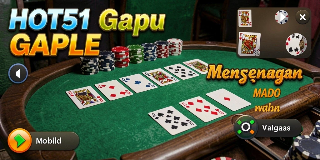 Screenshot gameplay HOT51 menampilkan sesi permainan Gaple yang seru.
