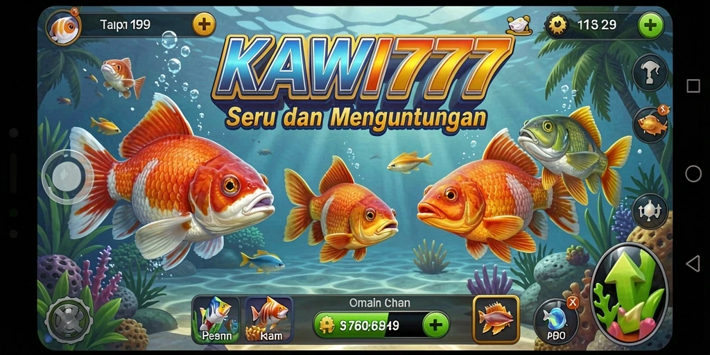 Gameplay seru dalam KAWI777, menangkap ikan dengan berbagai senjata.