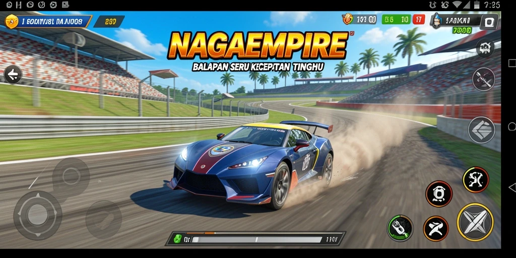 Tampilan gameplay balapan seru dalam NAGAEMPIRE.